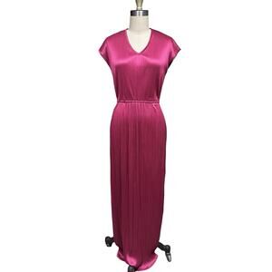 Vintage 70s Jimmy Los Angeles Fuschia Grecian Disco Maxi Dress Size S/M